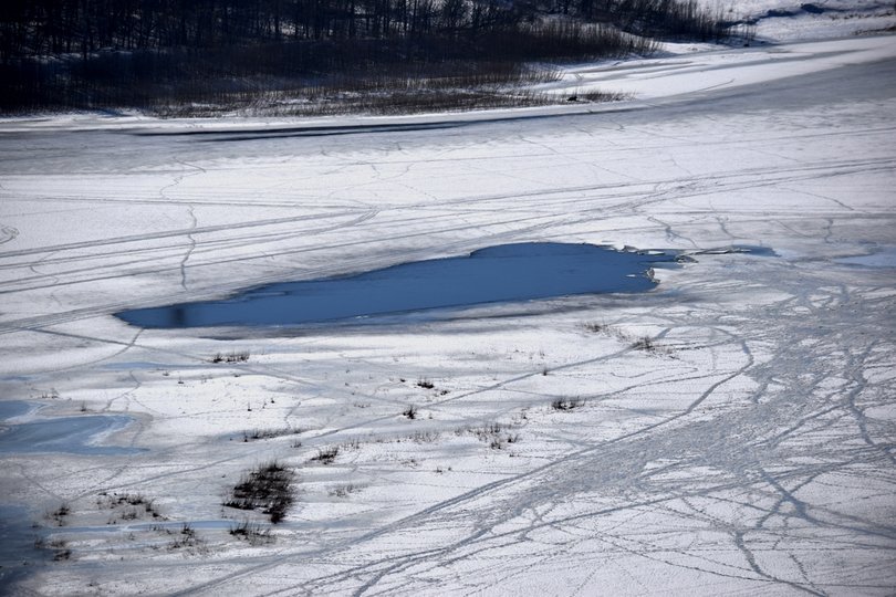 В Уфе спасли провалившуюся под лед и замерзающую собаку